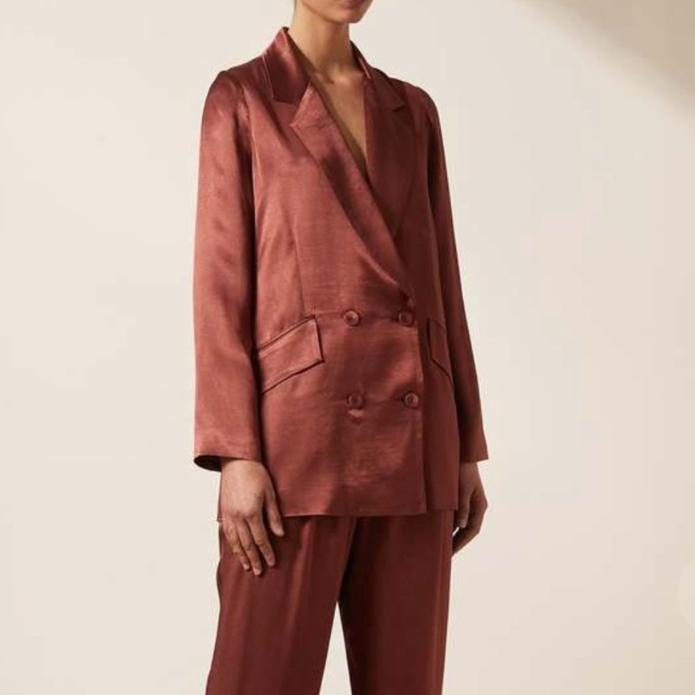 Shona Joy Thalia Double Breasted Blazer - Sangria US2